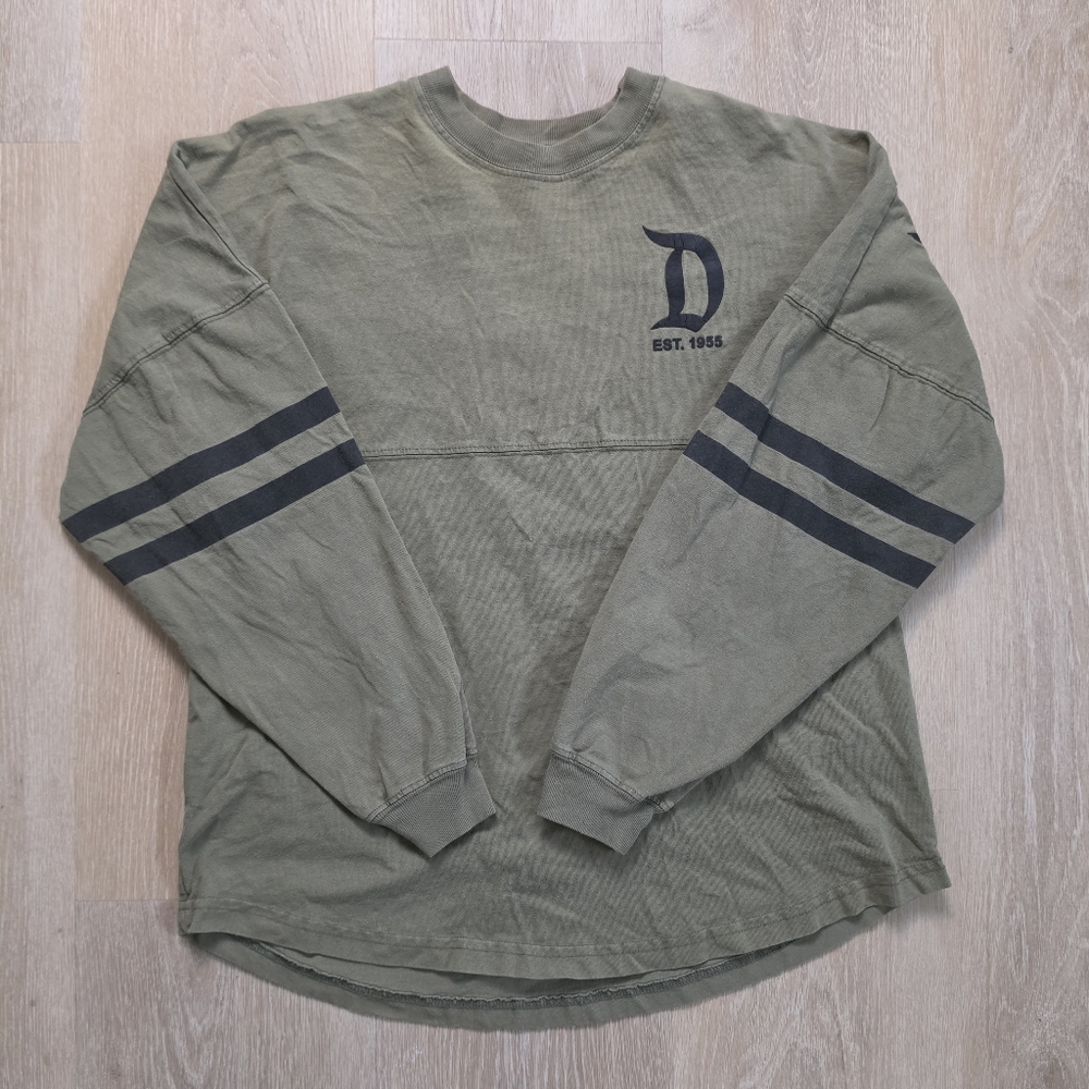Disneyland Resort Olive Green Classic Long Sleeve Spirit Jersey Top Sz Medium